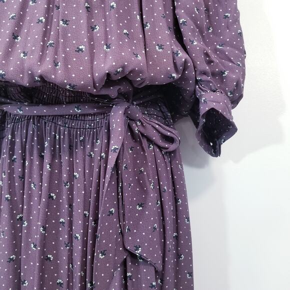 Vintage 70's 80's Dress Nicole Miller Pleated Printed High Neck - Picture 4 of 13